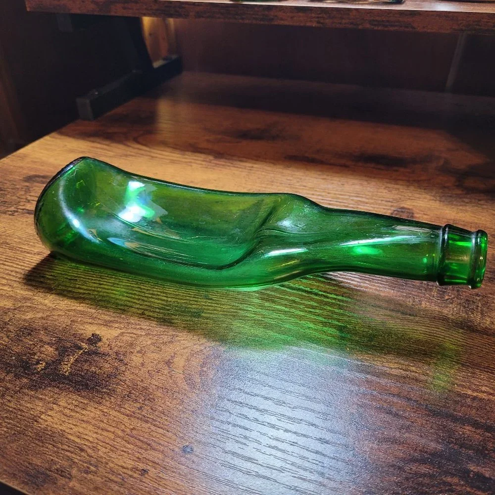 Green Blown Glass Spoon Rest Handmade